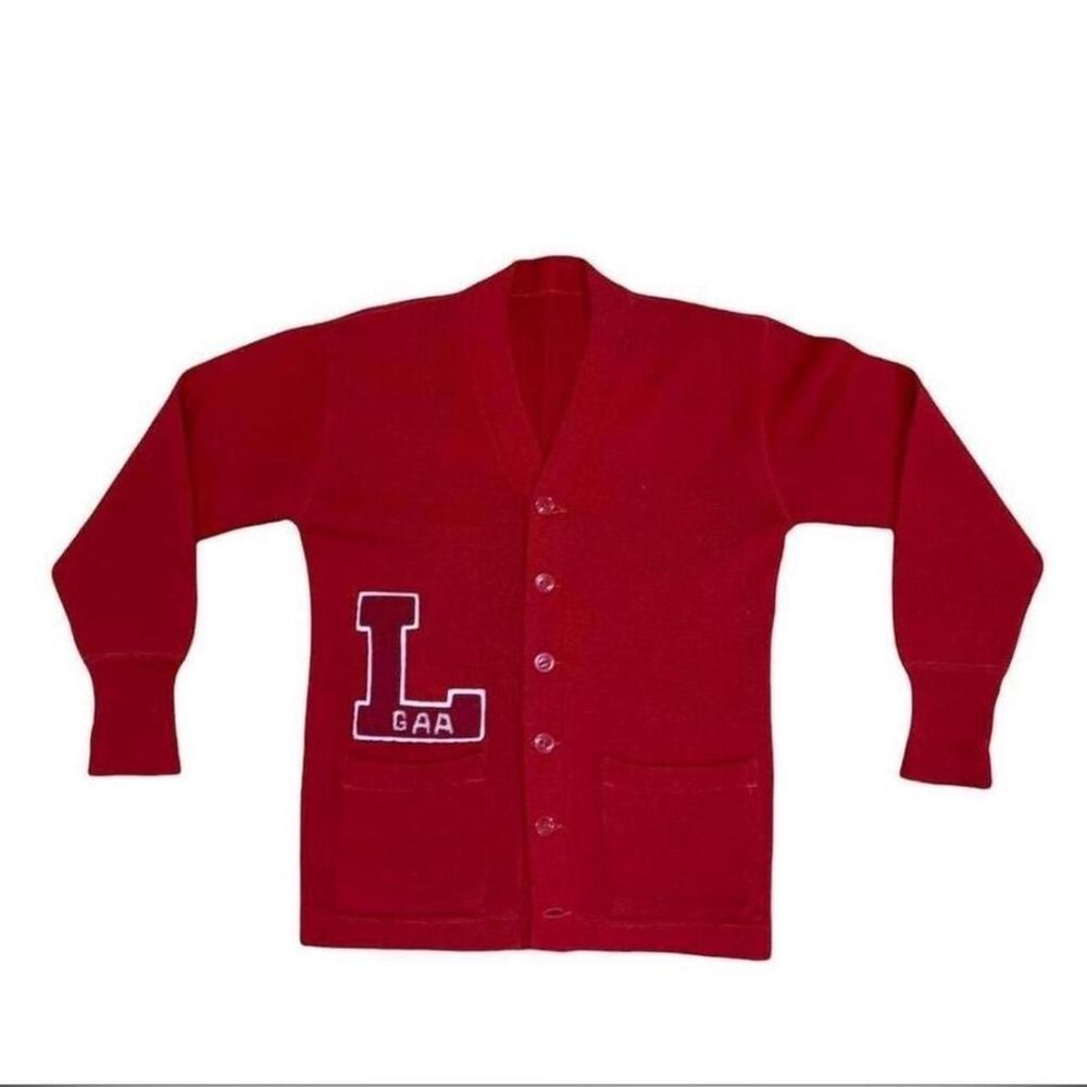 Vintage 50s Men's Red Cardigan